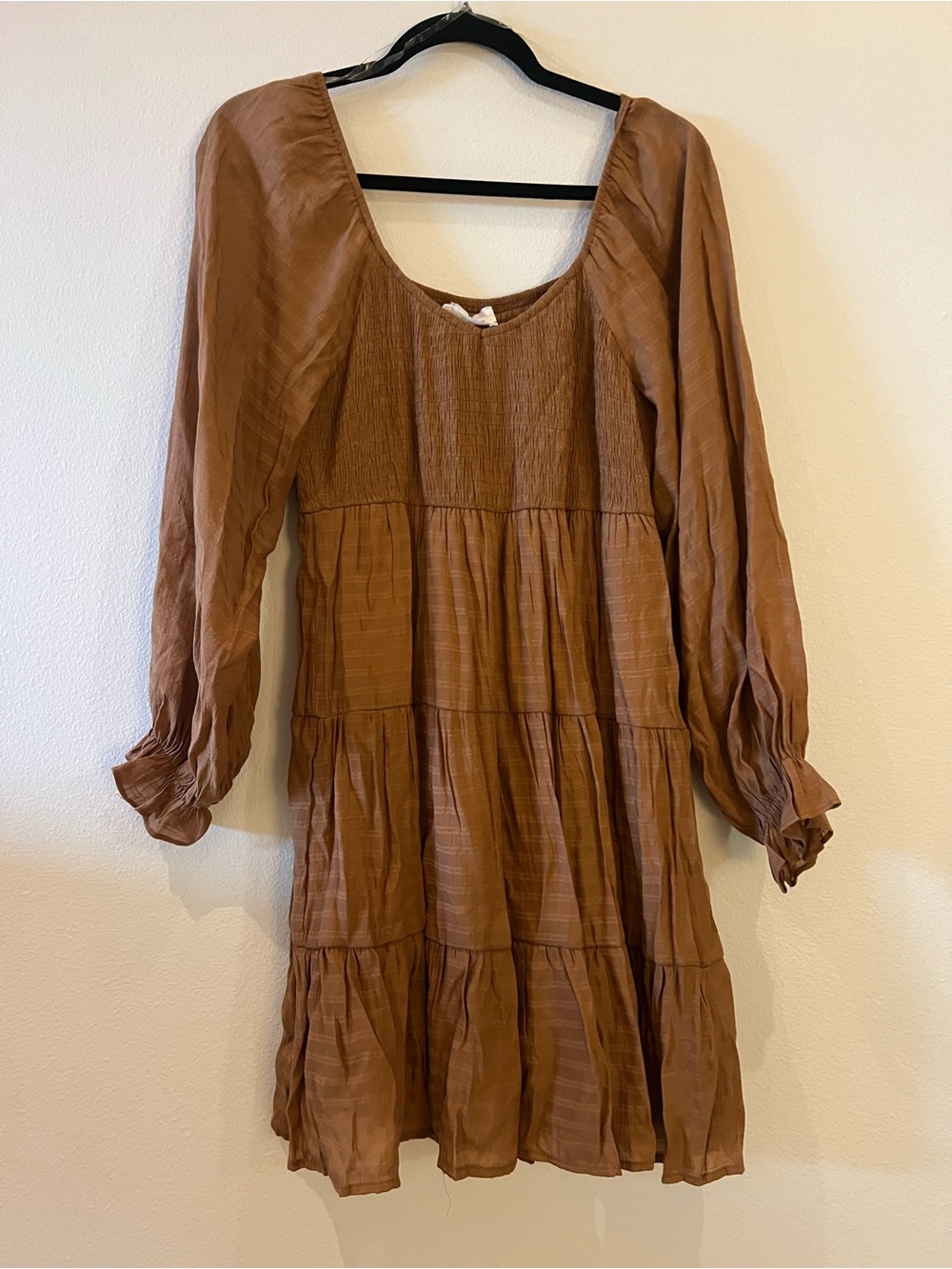 ANDREE BY UNIT Rust Tiered Long Sleeve Dress